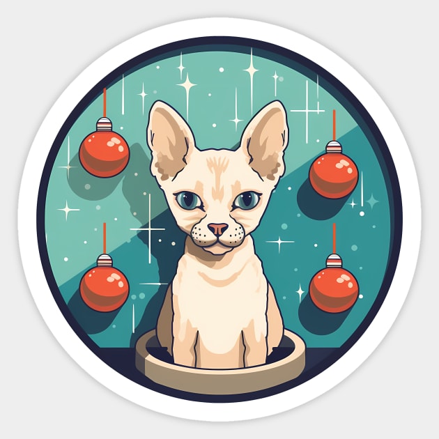 Devon Rex Cat Xmas Ornament, Love Cats Sticker by logiamerch